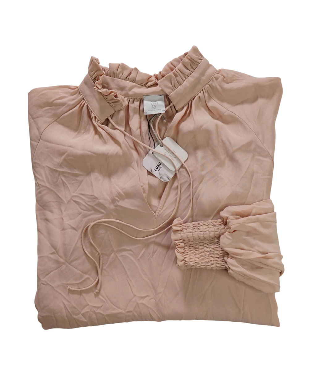 $695 ELEVENTY - Pink Silk Blend Raglan Shirt - 2 US